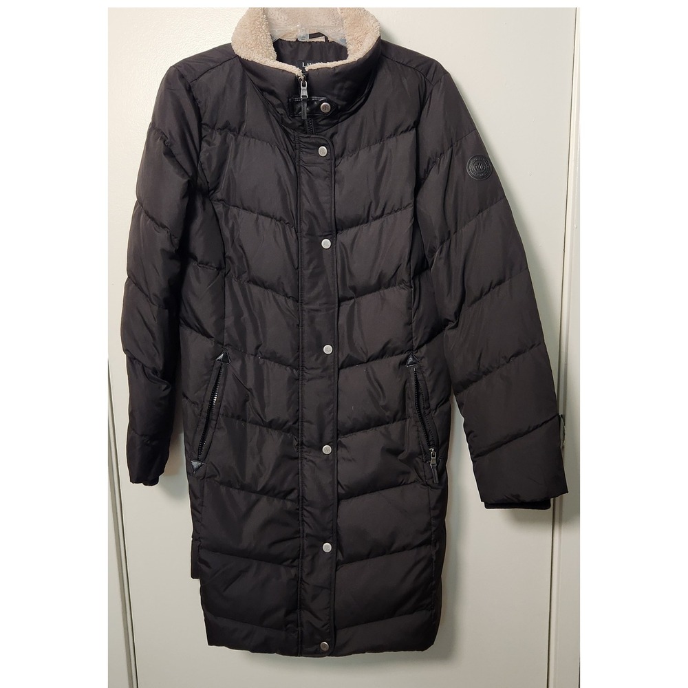 Lauren Ralph Lauren Black Label Down Feather Puffer Coat Med Mid-Length No Hood‎